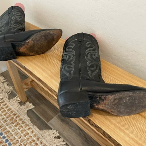 Dan Post Mens Milwaukee Cowboy Boots Leather Black 10.5D broken-in - Picture 7 of 8